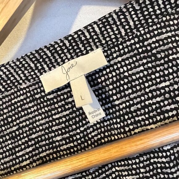 Joie Black White Abstract 100% Silk Long Sleeve Blouse L Career Office Modern - Picture 3 of 5